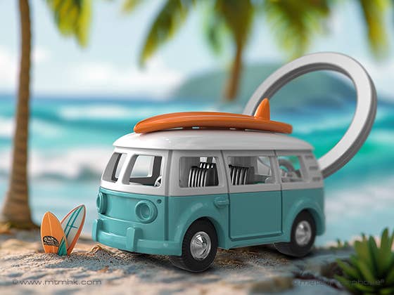 Metalmorphose Keyring Blue & Orange Surfer Van Keyring