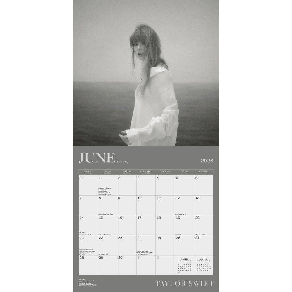Taylor Swift 2026 Square Calendar