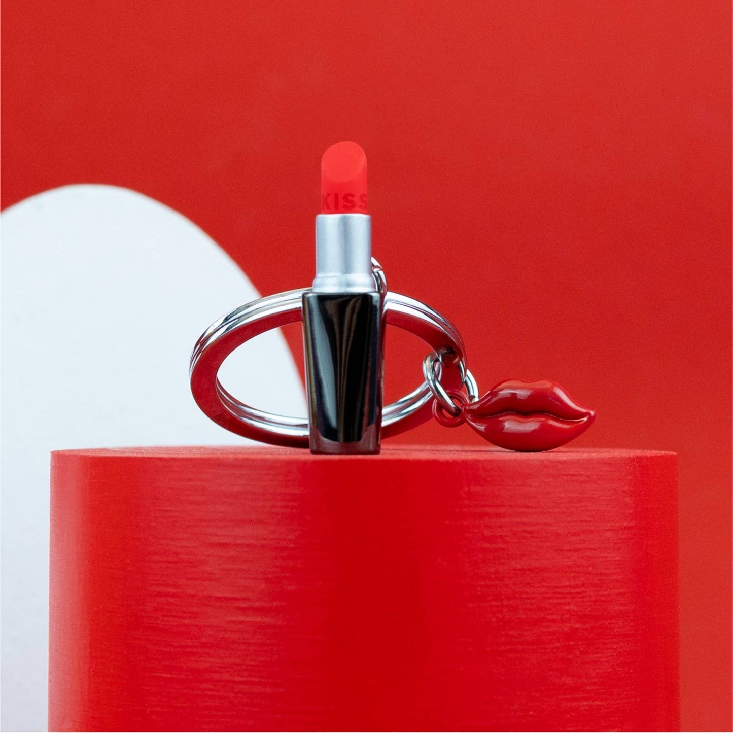 Metalmorphose Lipstick With Red Lips Charm Keyring