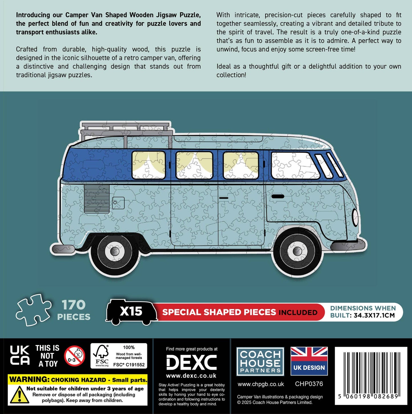 Camper Van Shaped Wooden Jigsaw Puzzle