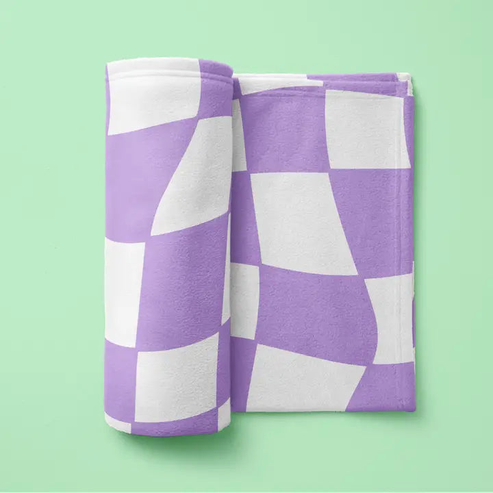 Lilac Checkboard Fleece Blanket