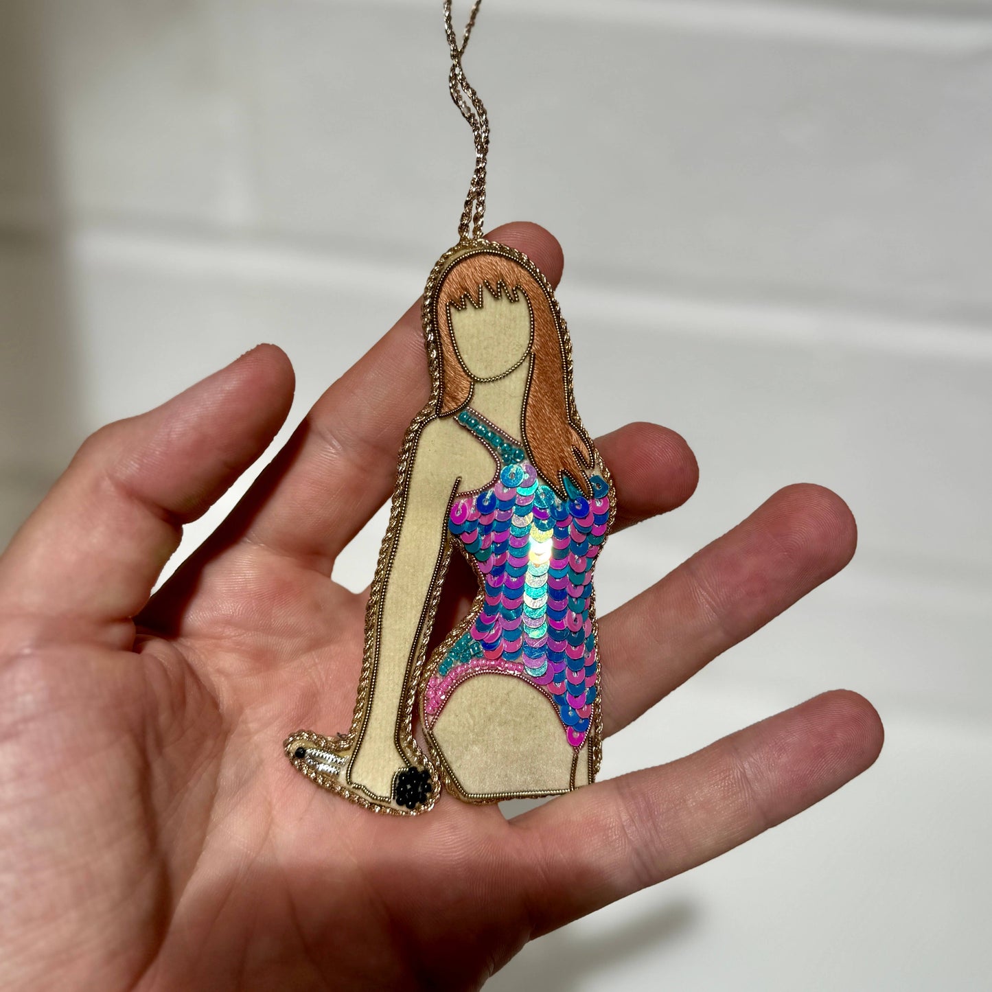 Miss Americana Embroidered Decoration, 10cm