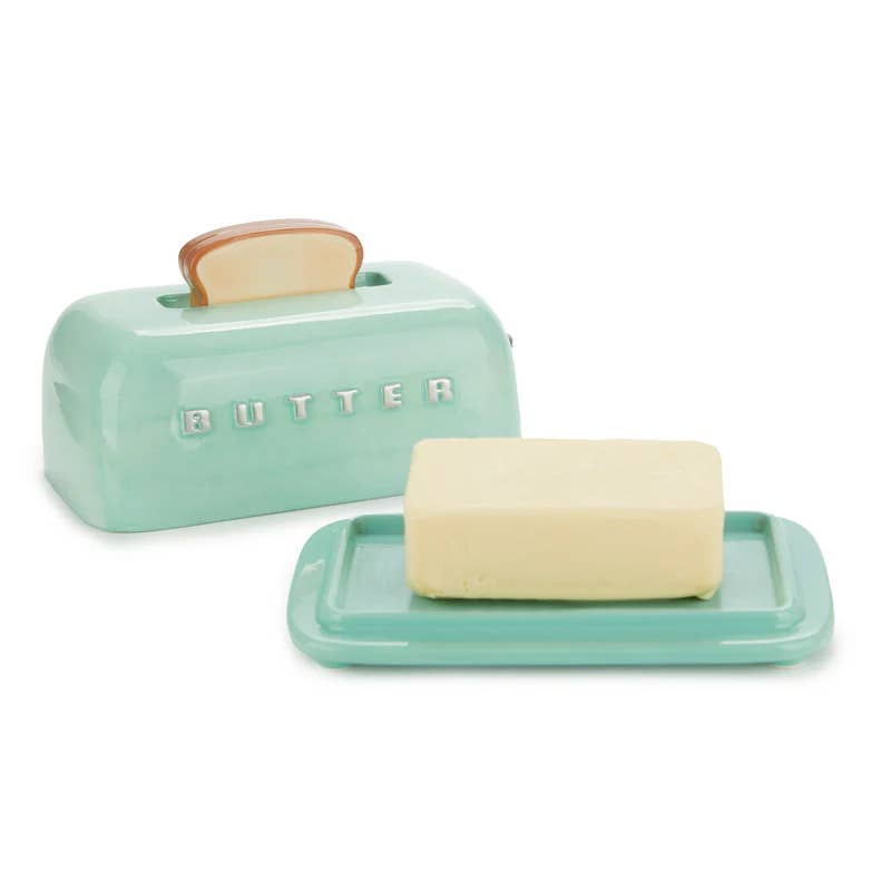 Balvi Butter Dish | Toasty Ceramic Butter Dish Turquoise