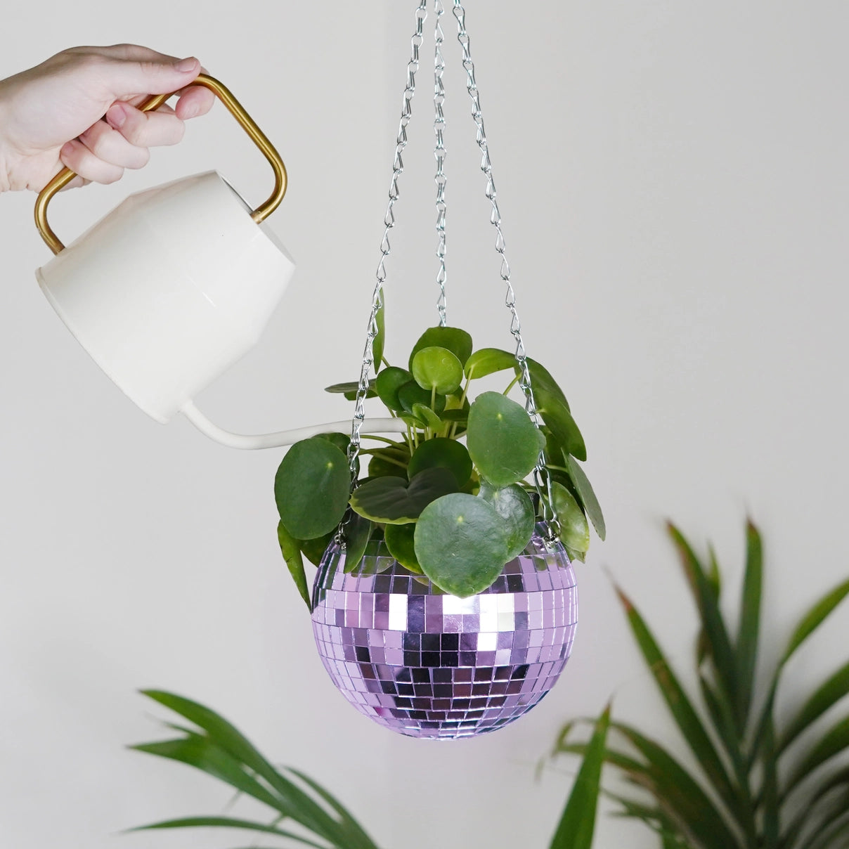 Disco Ball Hanging Planter - Lilac (6in)