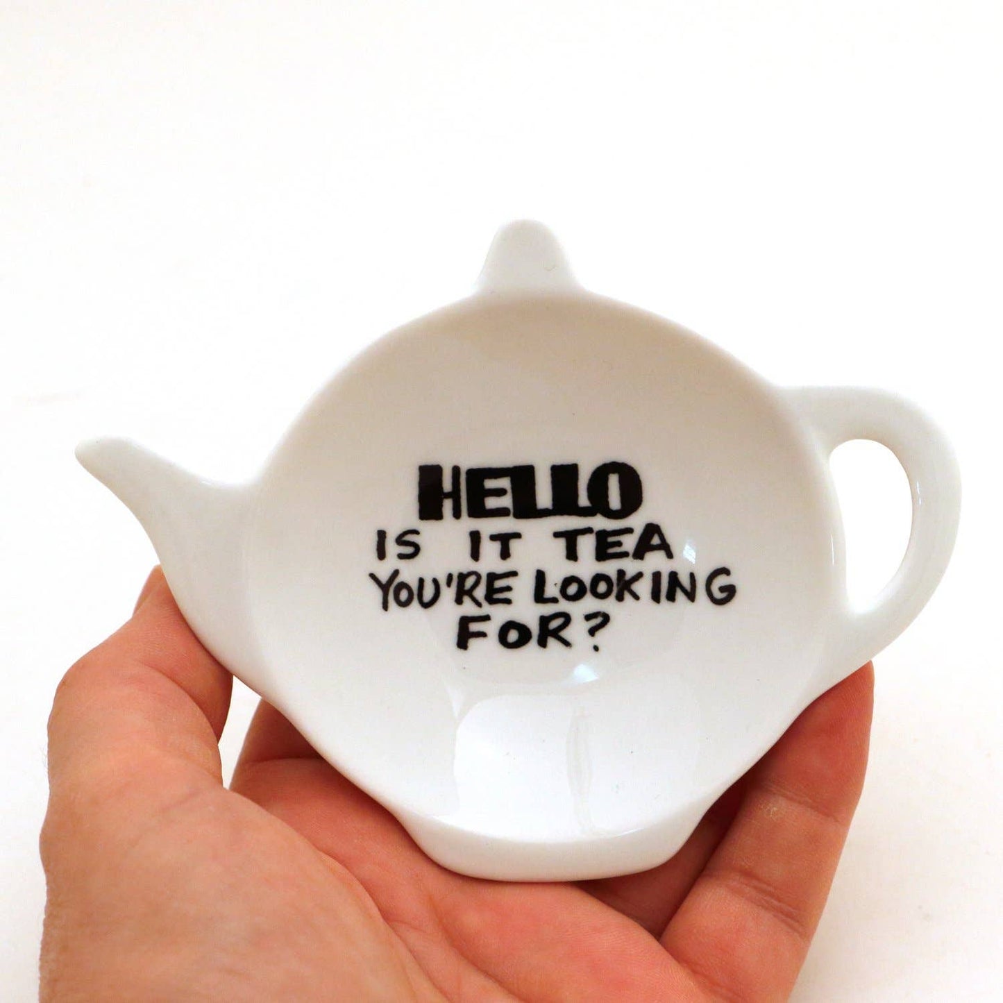 Hello is it Tea Teabag Holder - Teapot Shaped Tea Bag Dish