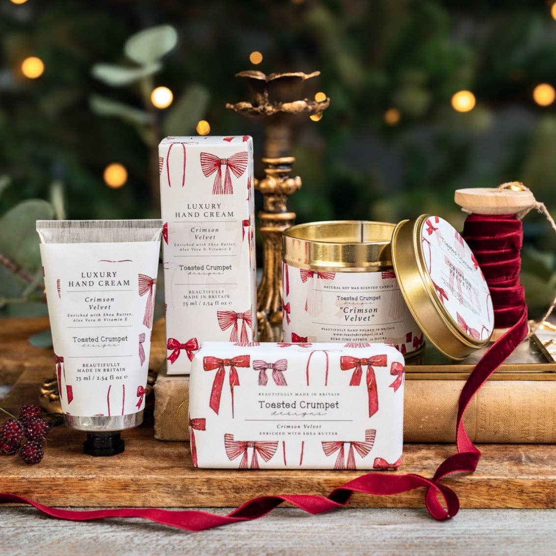 Crimson Velvet Luxury Hand Cream (Bows & Berries)