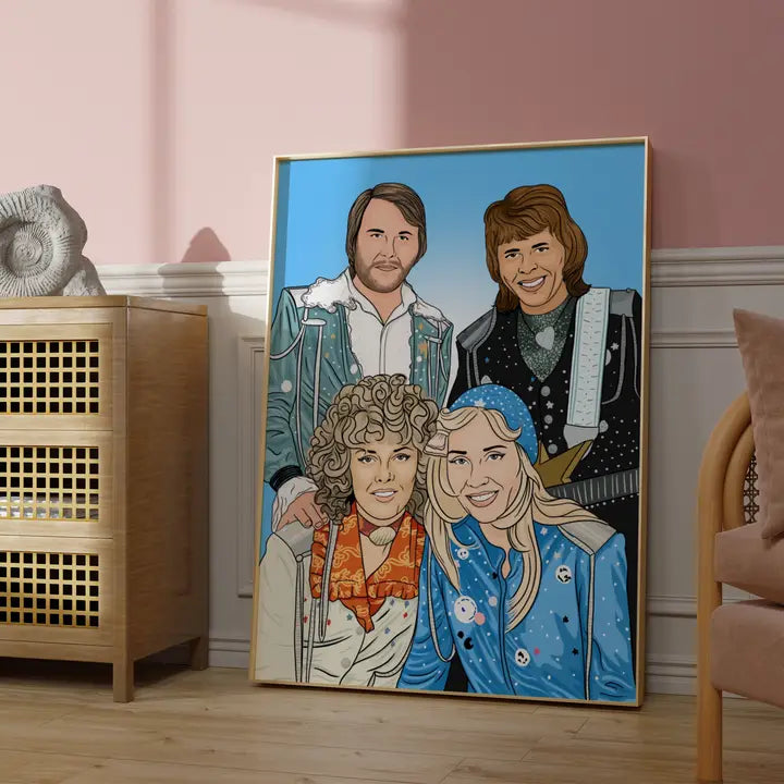 A4 Abba Illustrated Art Print - Pop Icon Art