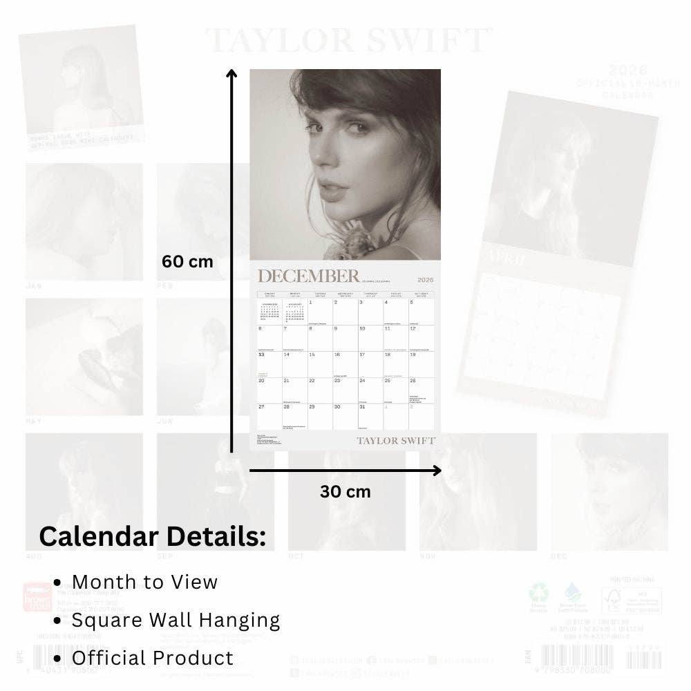 Taylor Swift 2026 Square Calendar