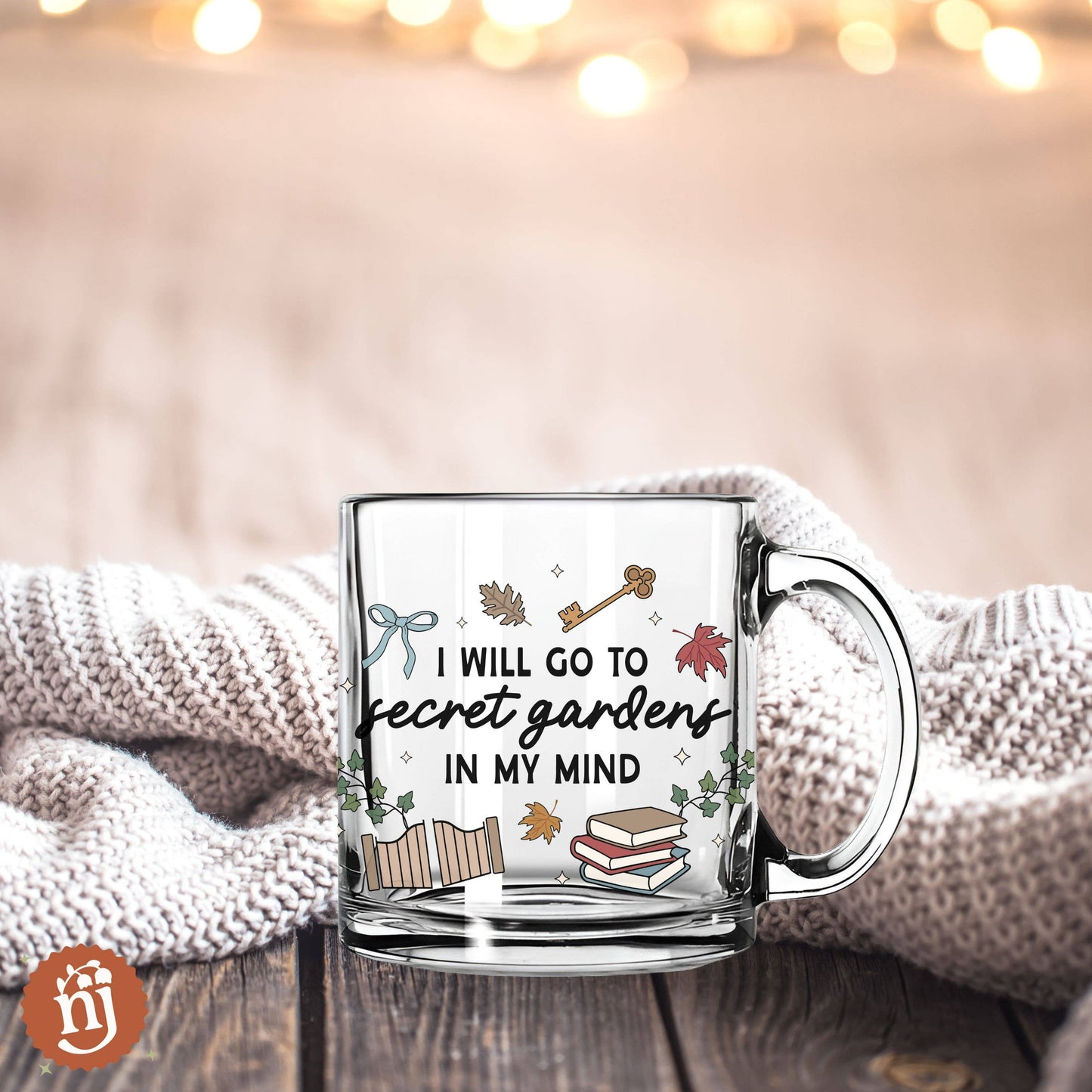 I Will Go to Secret Gardens in My Mind Glass Mug - 13oz