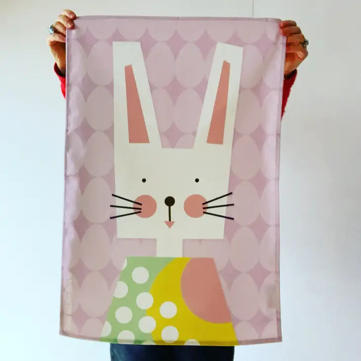 White Bunny Tea Towel