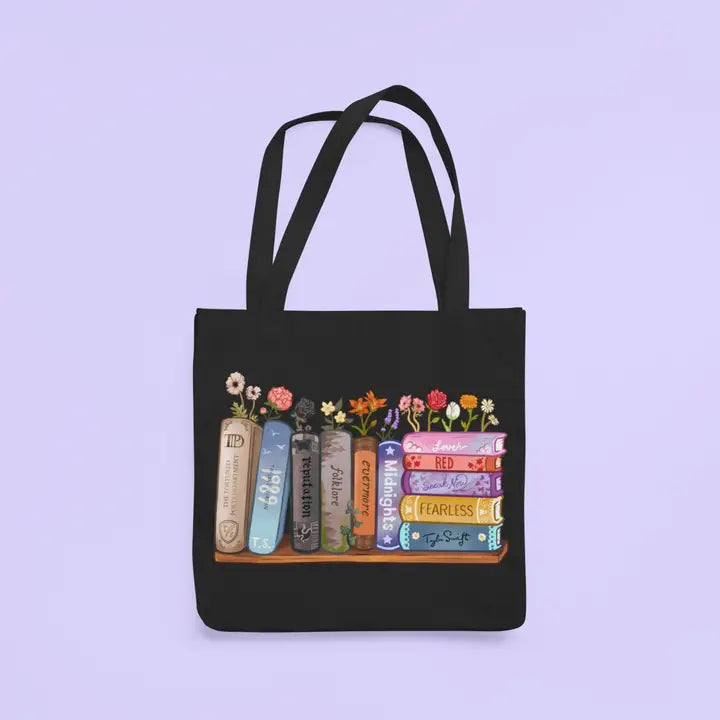 Taylor Swift Eras Bookshelf Tote Bag - Black - Inc TTPD