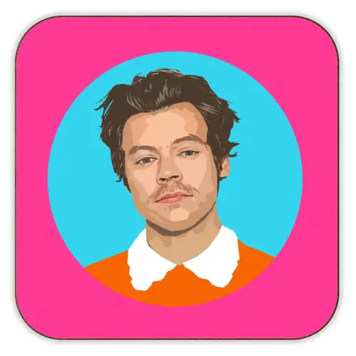 Harry Styles Cork Coaster - Neon Pink