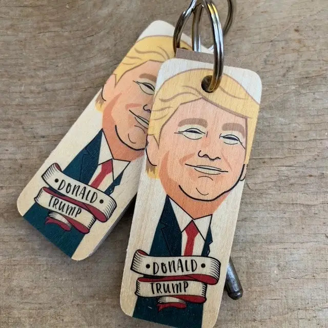 Donald Trump Character Wooden Keyring