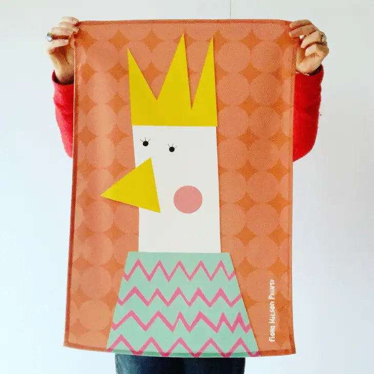 Chicken with Crown and Jumper Tea Towel