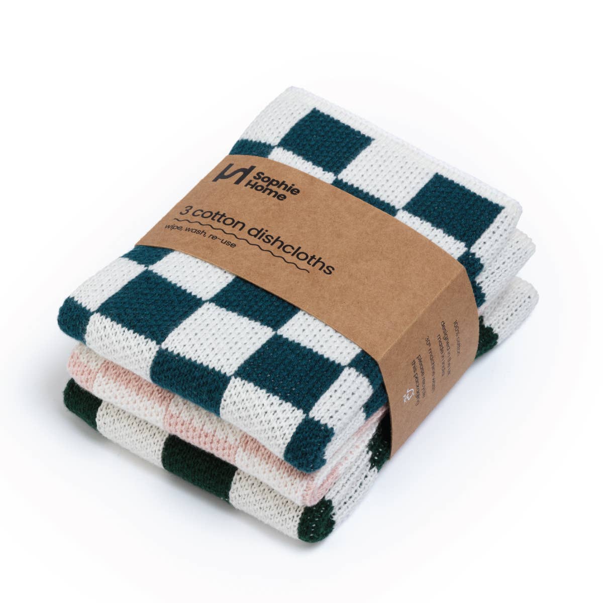 Reusable & Eco-Friendly Cotton Knit Dishcloths: Check Ink