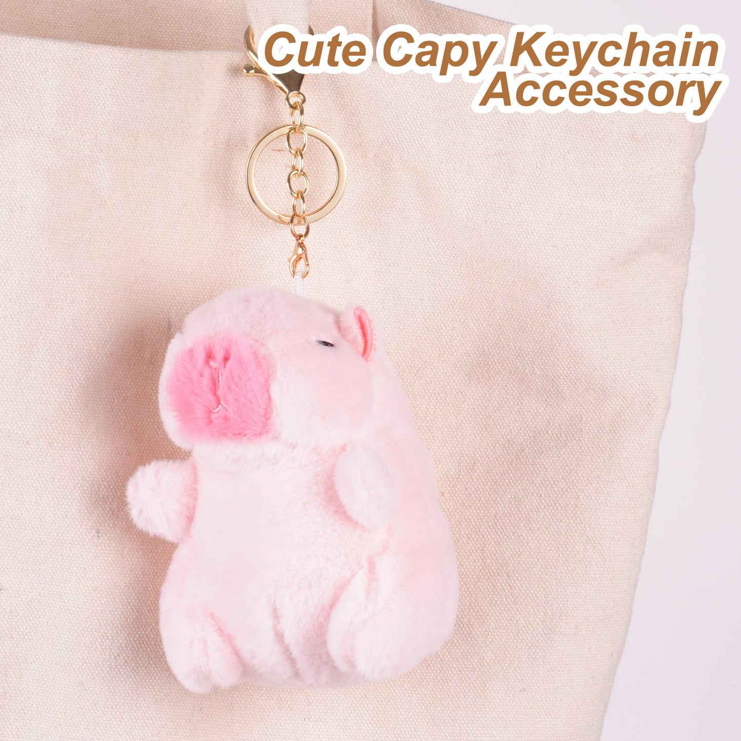Cute Capybara Pink Plush Keychain