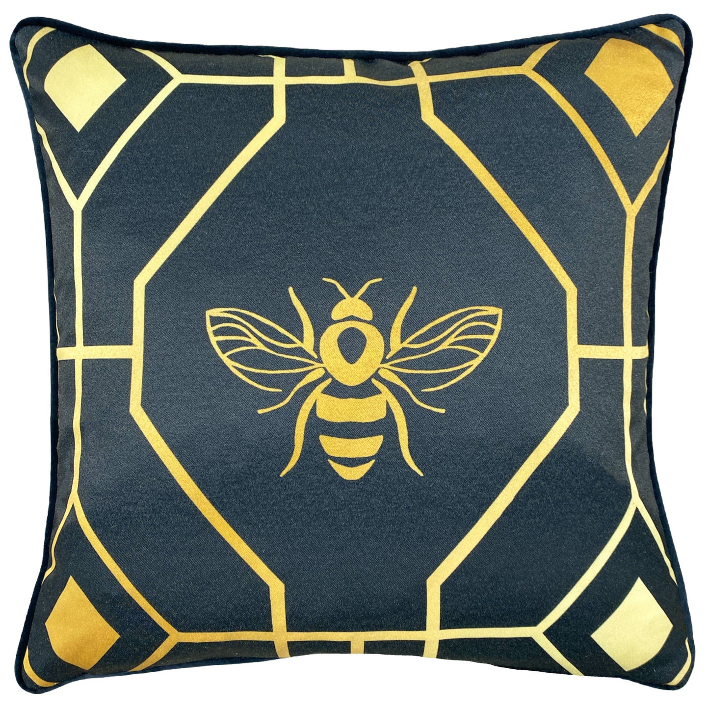 Bee Deco Geometric Cushion - Navy
