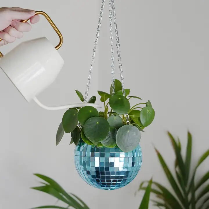 Disco Ball Hanging Planter - Blue (6in)