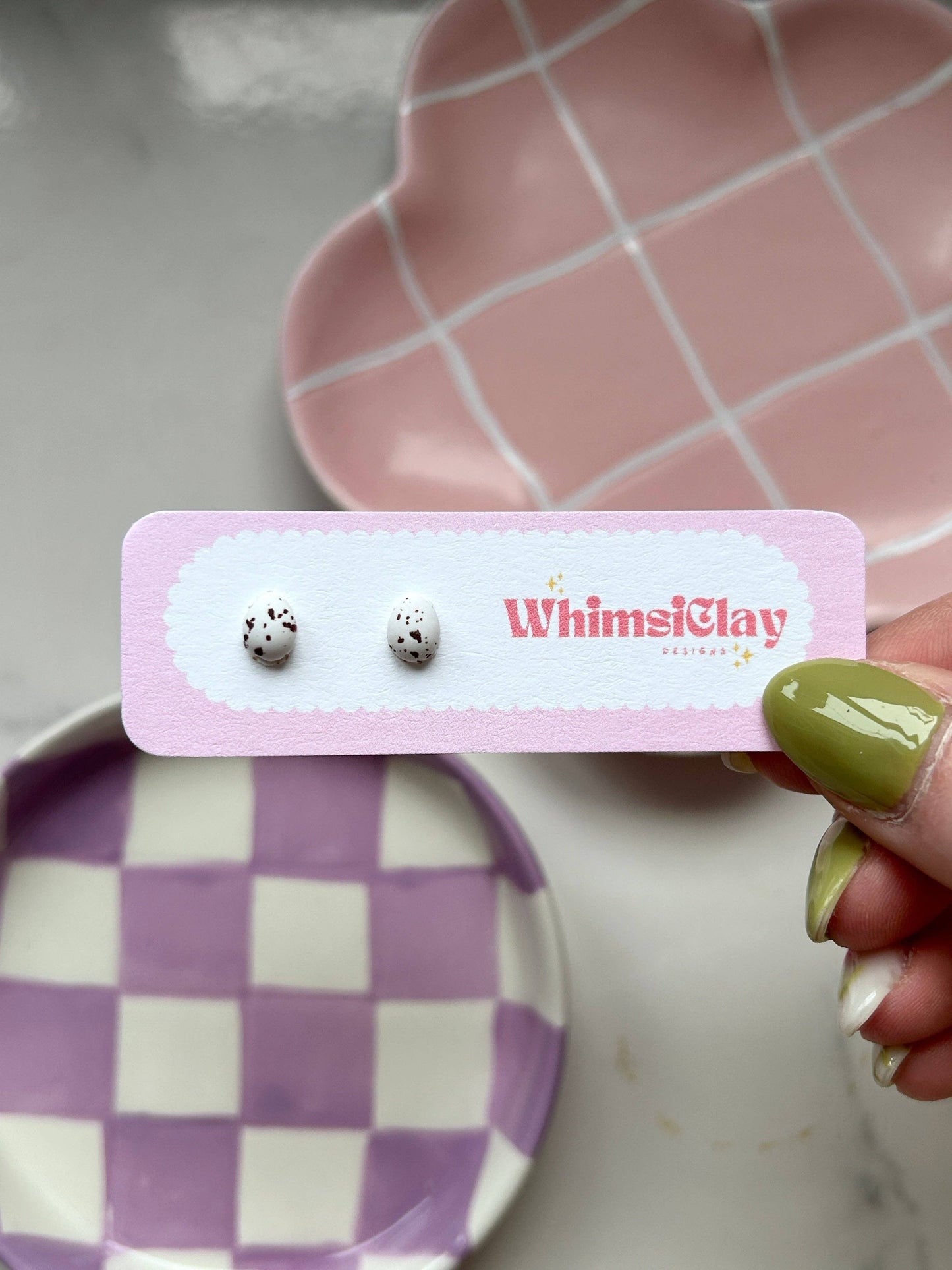 Mini Egg Studs | Polymer Clay Earrings