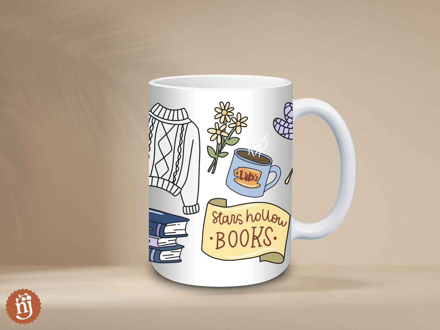 Gilmore Girls Inspired Stars Hollow Books Large Ceramic Mug - 15oz