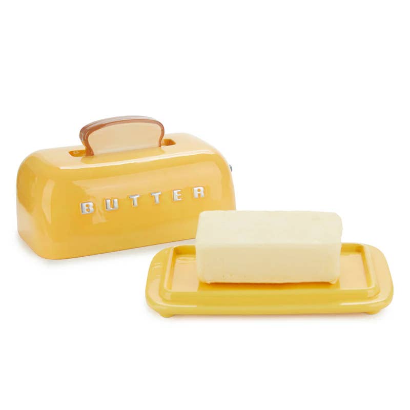 Balvi Butter Dish - Toasty Ceramic Butter Dish Mustard