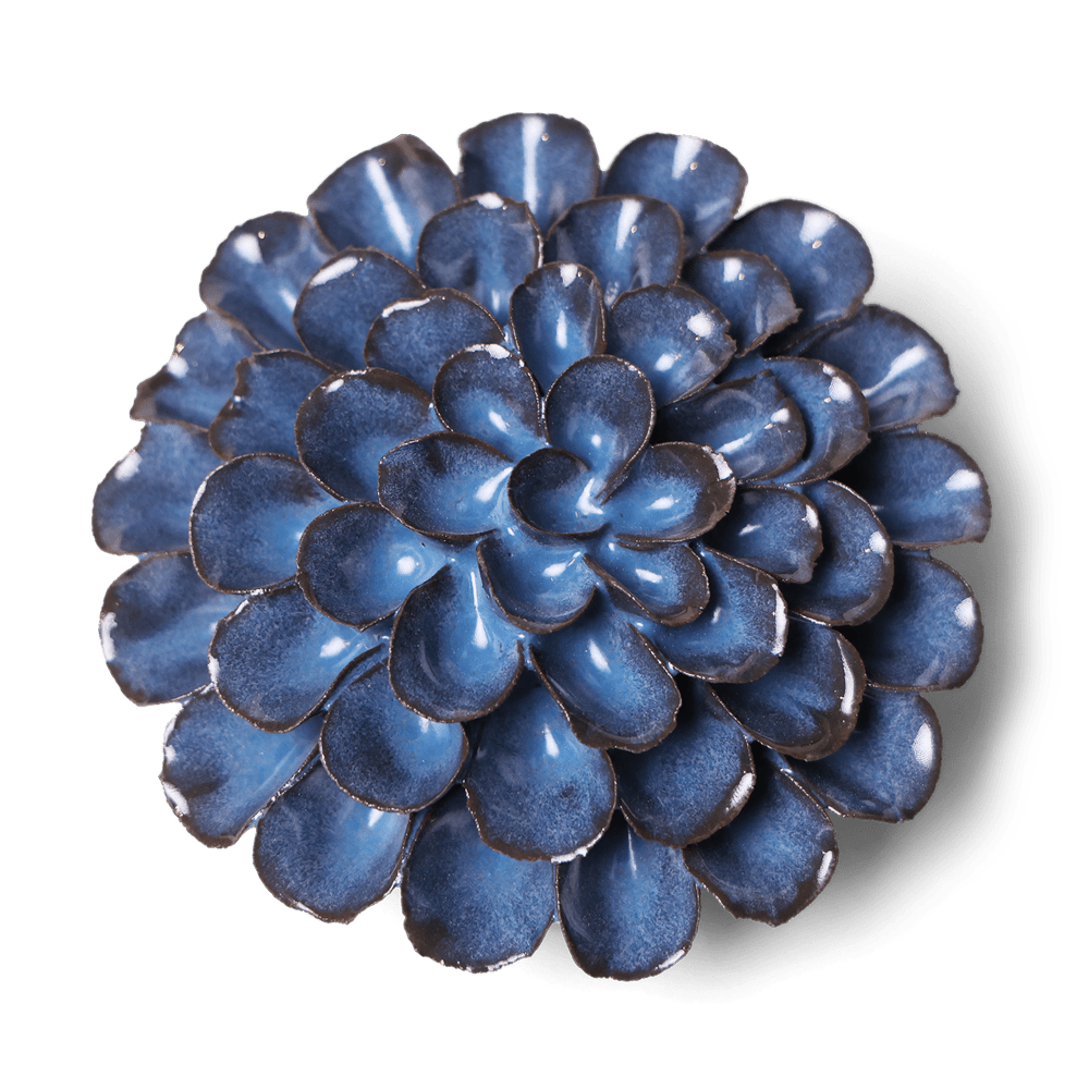 Japan Ceramic Flower - Blue Grey Pom Pom Dahlia