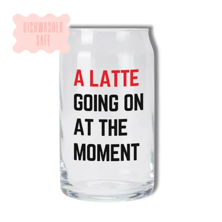 A Latte Going On Libbey Glass Beer Can/Iced Coffee Glass - No Lid