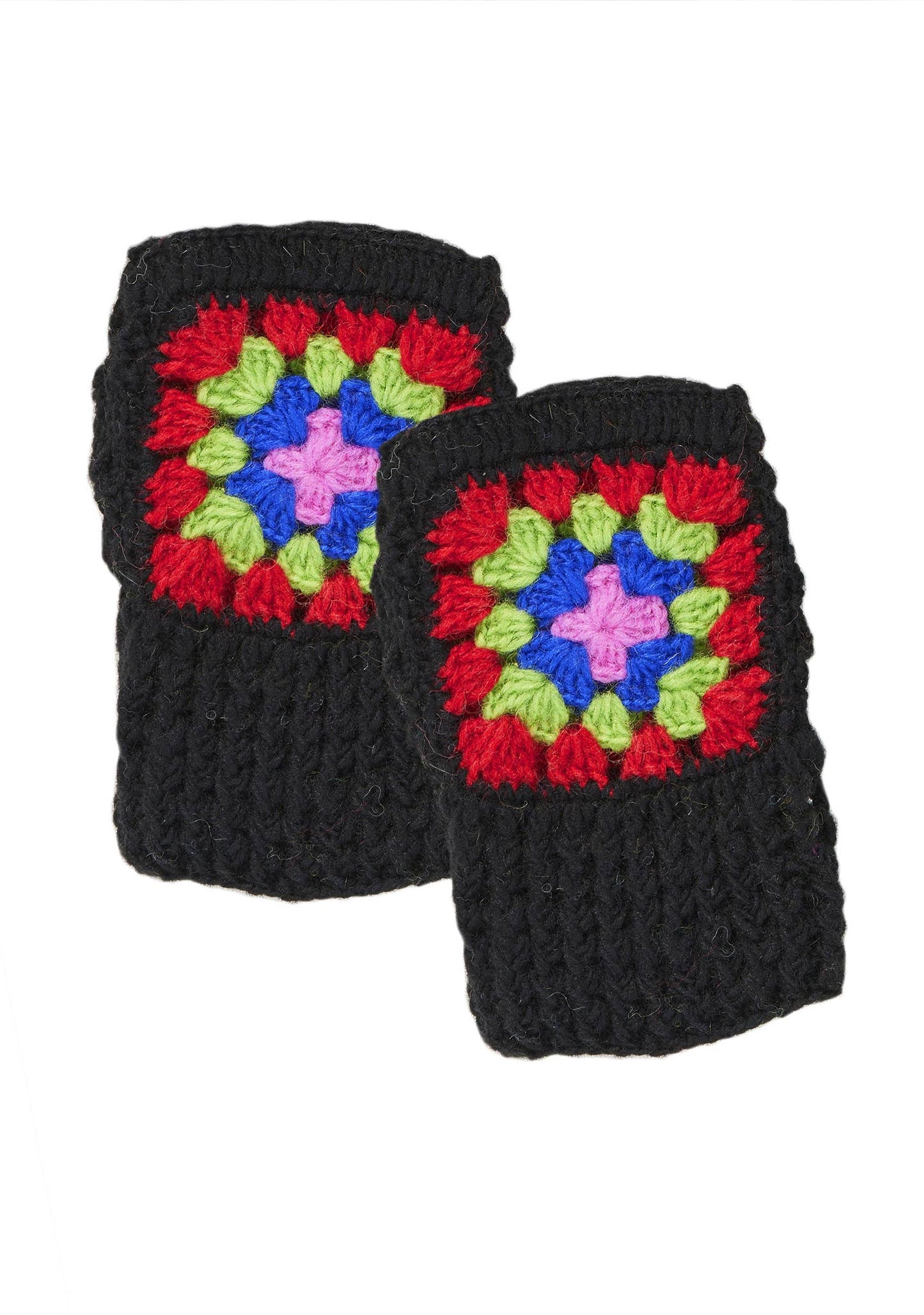 Cream Crochet Rainbow Hand Warmers