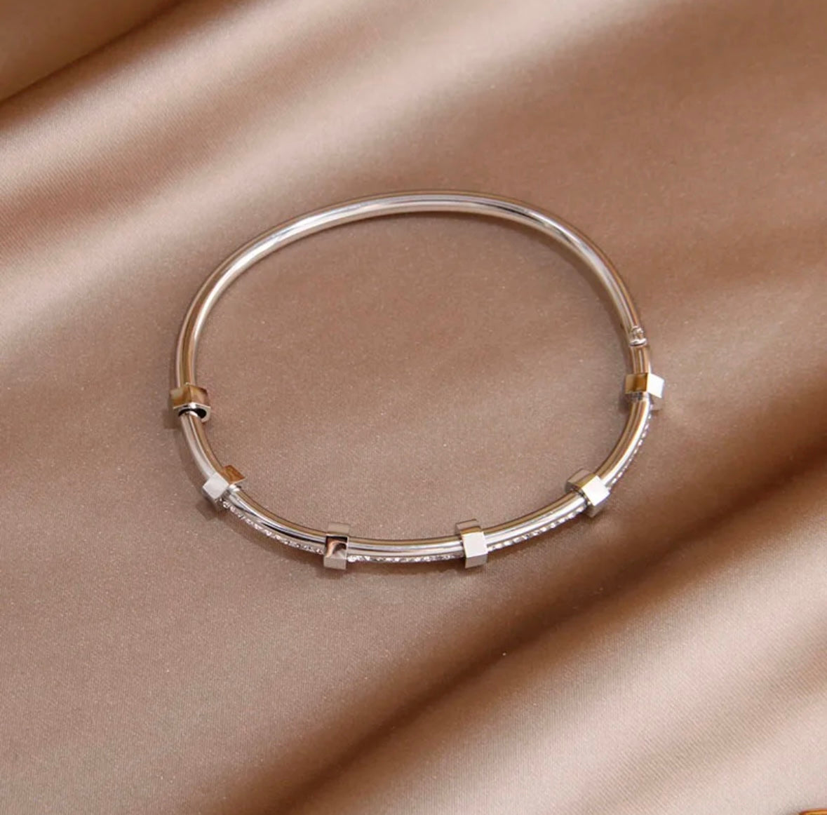 Jewelled Bangle in Silver or Gold