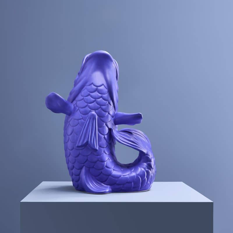 Sculpture/Vase Blubb, Matte Blue Stoneware, 35 x 30 x 44 cm