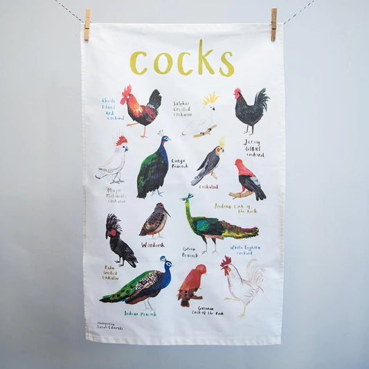 Naughty Birds Tea Towel - Cocks