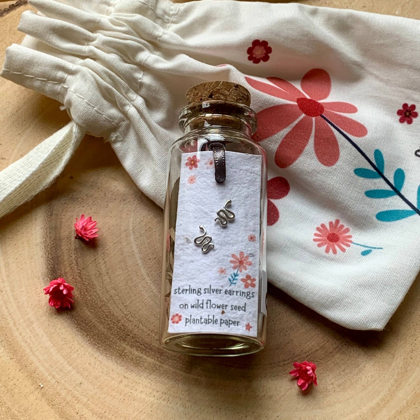 Reputation Snake Sterling Silver Bottled Earrings With Cotton Bag
