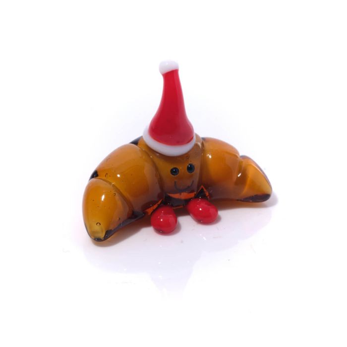 Christmas Hand Blown Croissant With Hat