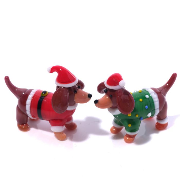 Christmas Hand Blown Glass Dog
