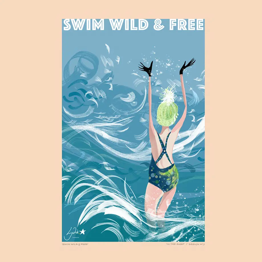 Tea Towel – Swim Wild & Free 'In the Surf'