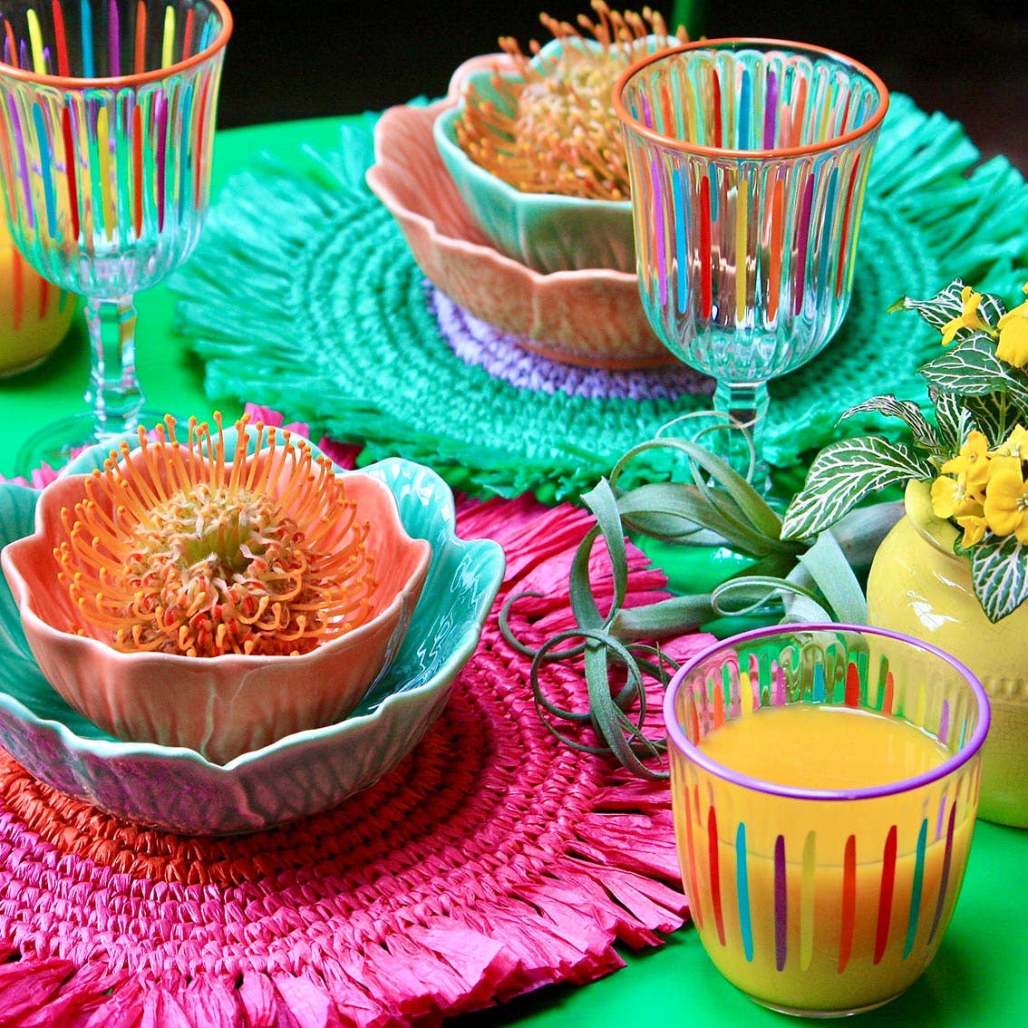 Multi-Coloured Drinking Glass Tumblers