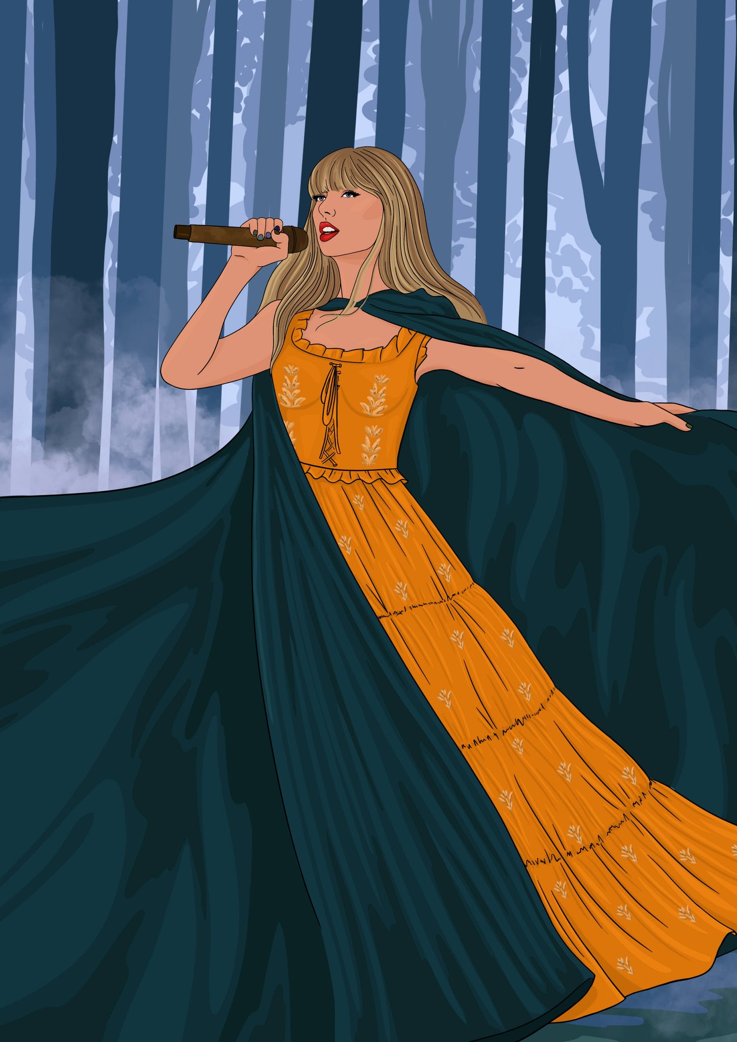 A3 Taylor Swift Evermore Eras Tour Illustrated Print
