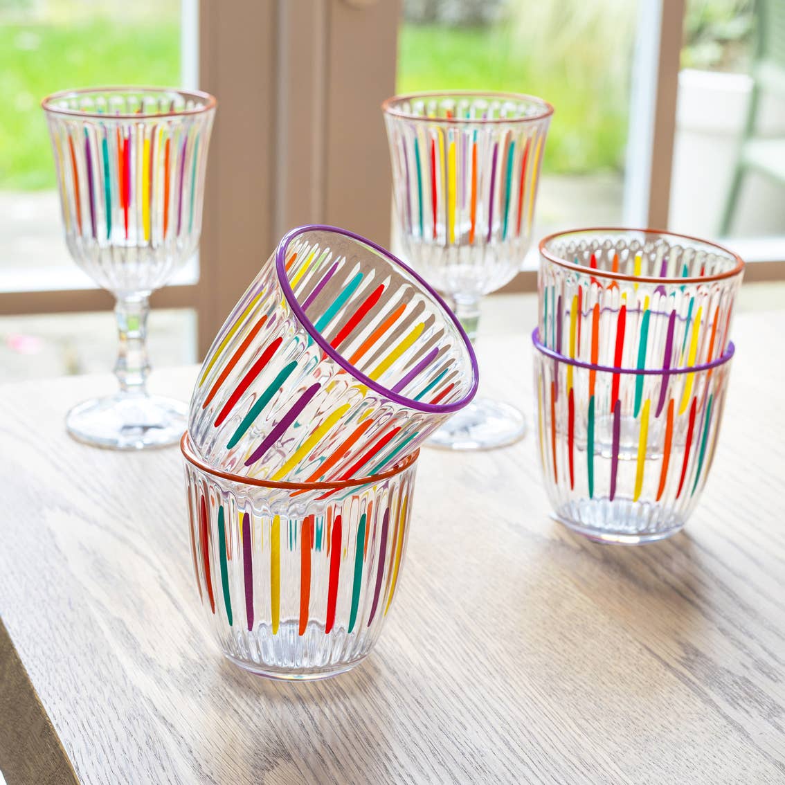 Multi-Coloured Drinking Glass Tumblers