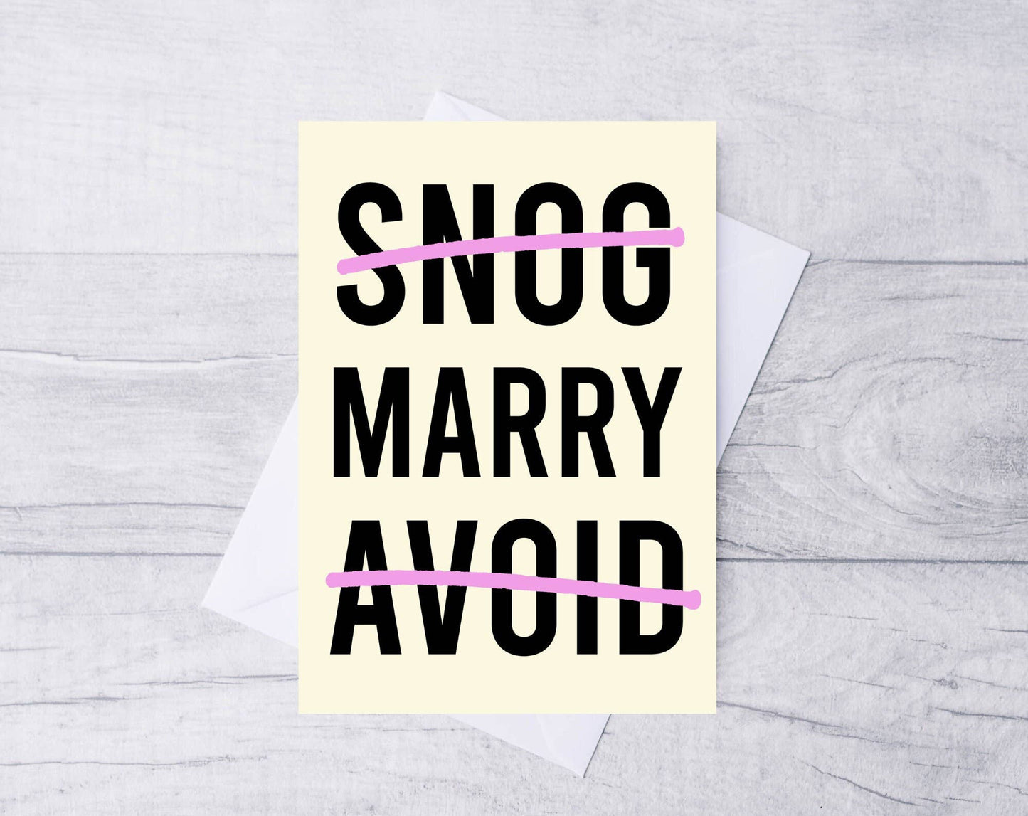 Snog, Marry, Avoid Wedding Card