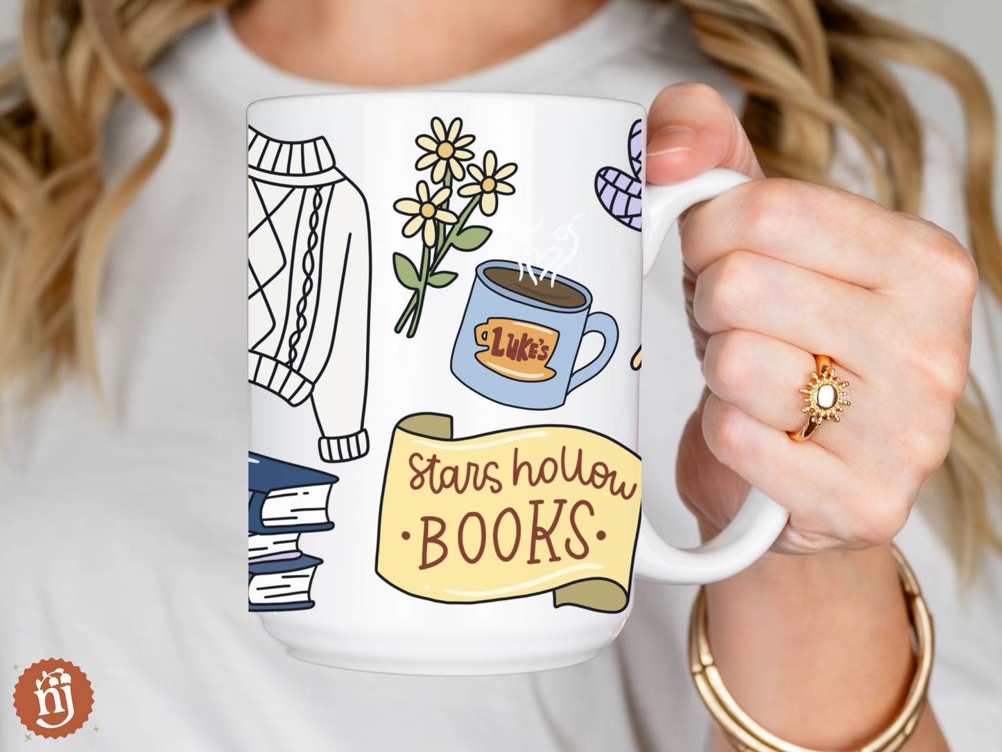 Gilmore Girls Inspired Stars Hollow Books Large Ceramic Mug - 15oz