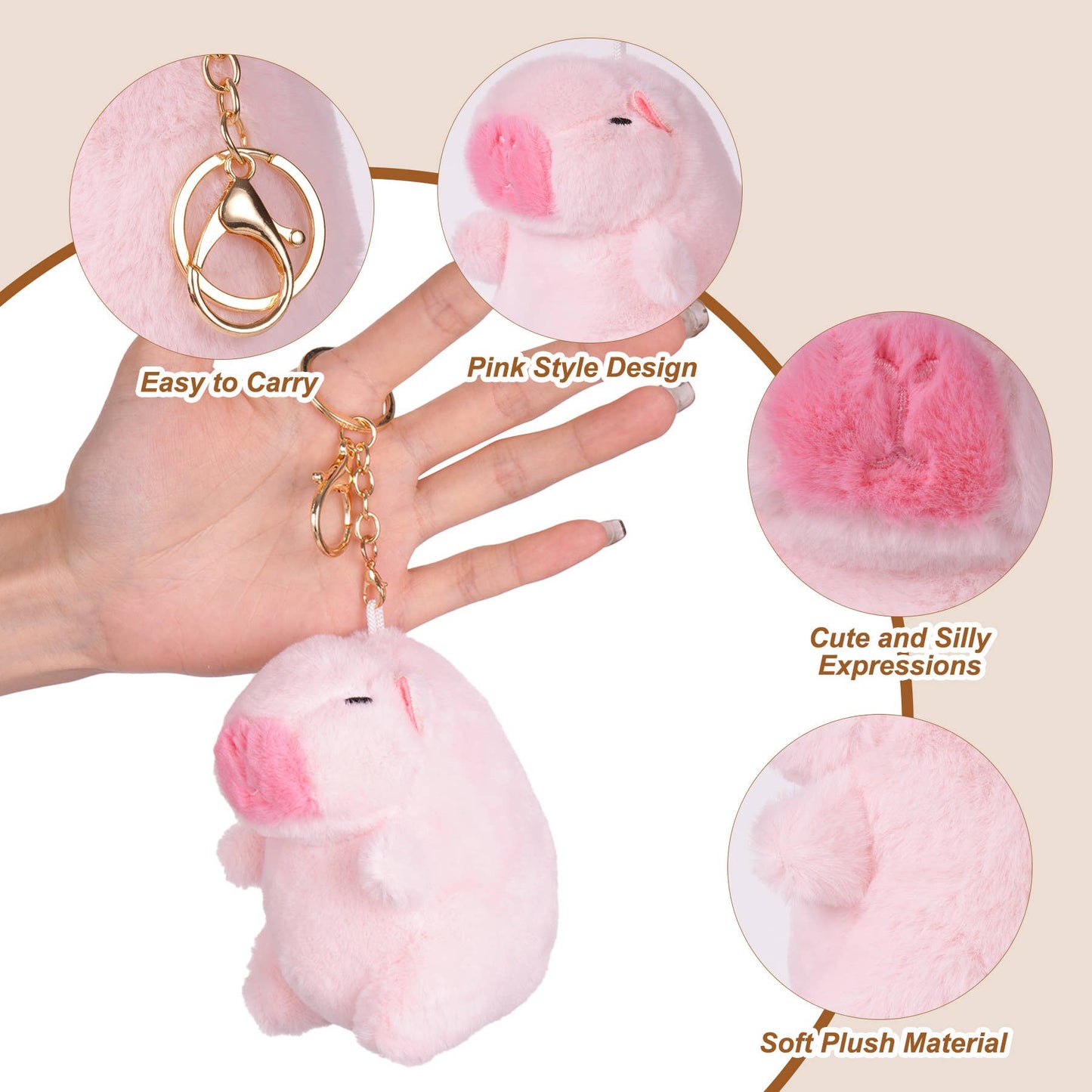 Cute Capybara Pink Plush Keychain