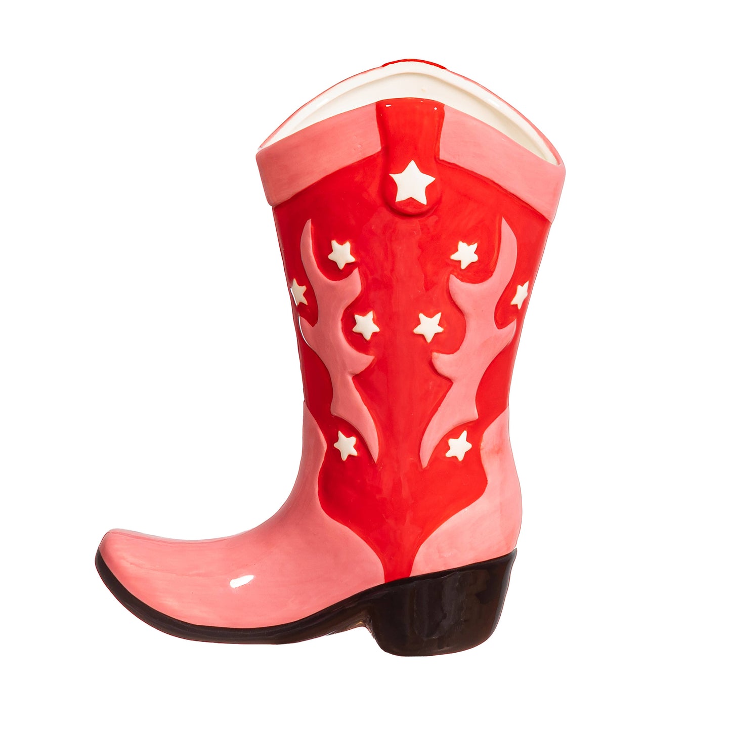 Ceramic Cowboy Boot Vase - Red