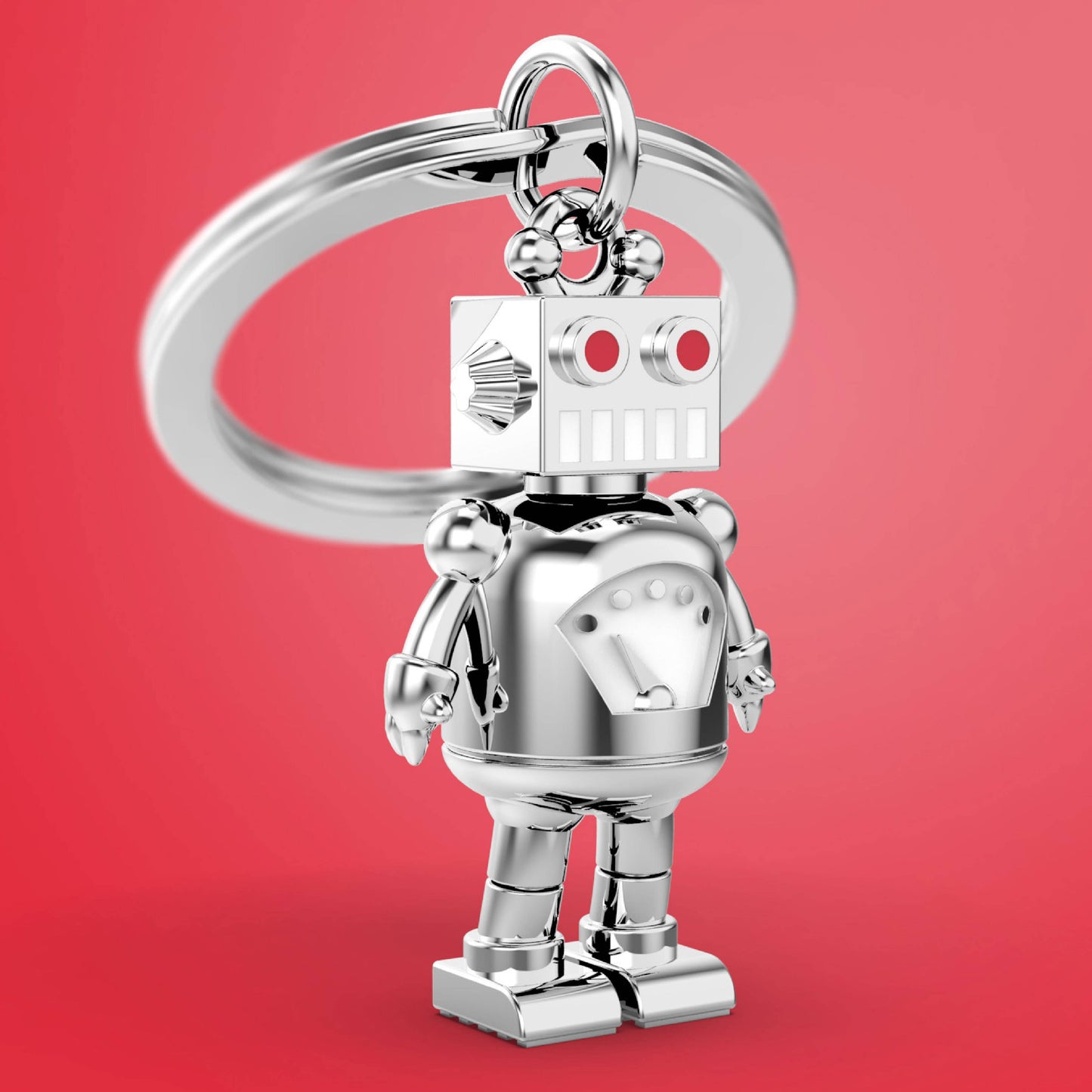 Metalmorphose Silver Robot With Red Eyes Keyring