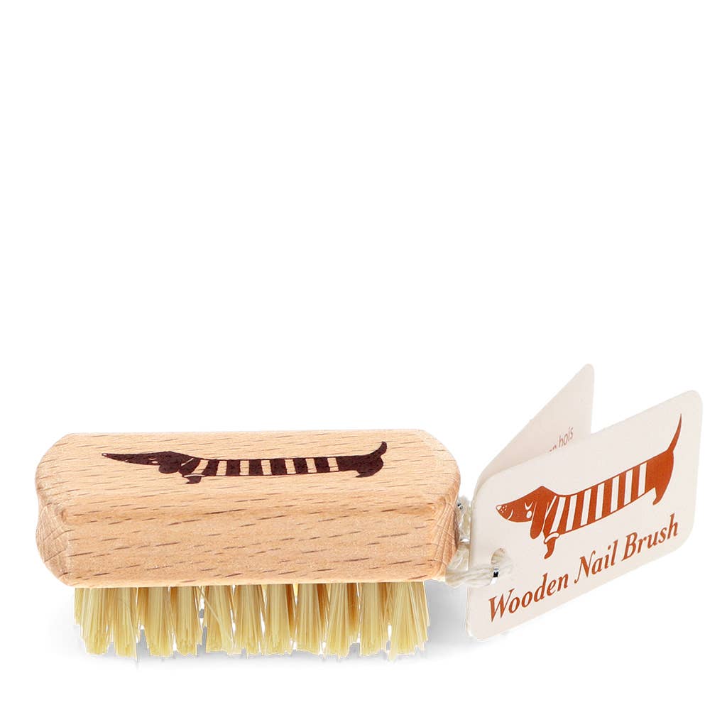 Wooden Travel Nail Brush - Sausage Dog
