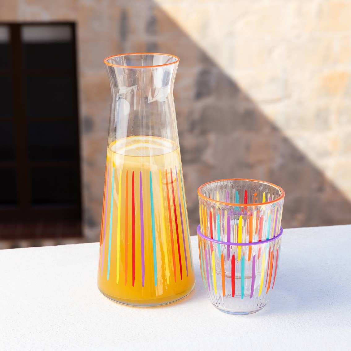 Multi-Coloured Drinking Glass Tumblers