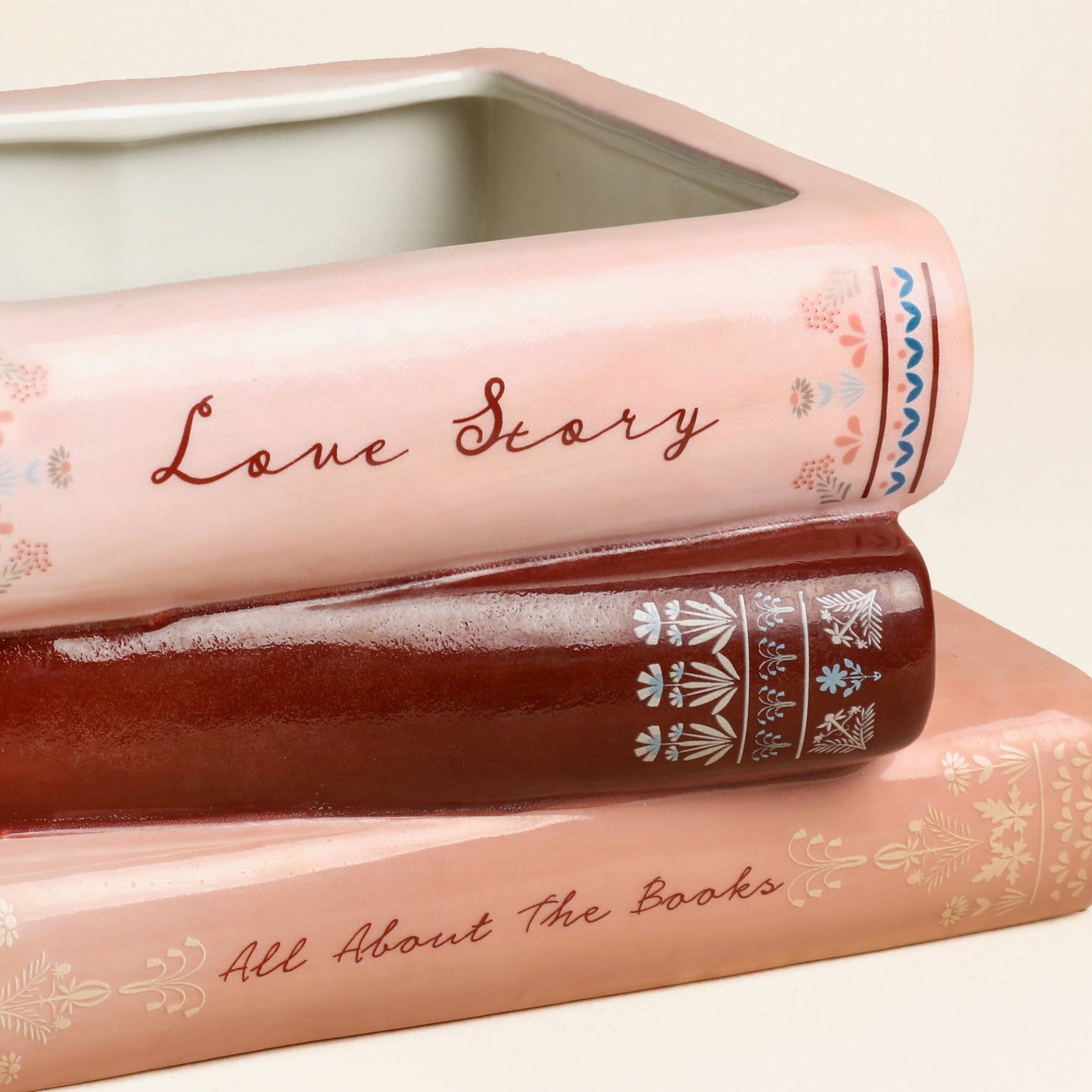 Love Story - Stack of Books Ceramic Planter