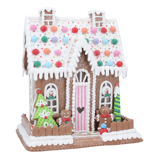 Claydough Ornament 28cm - LED Gingerbread & Sweets House