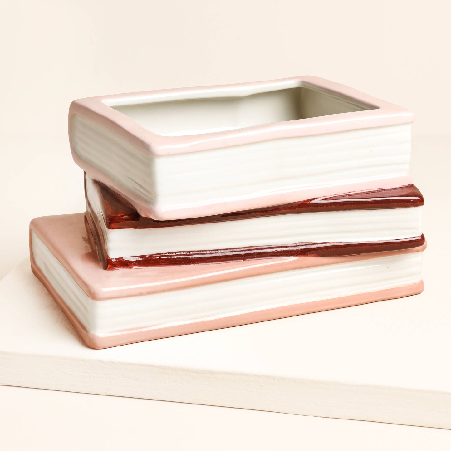 Love Story - Stack of Books Ceramic Planter