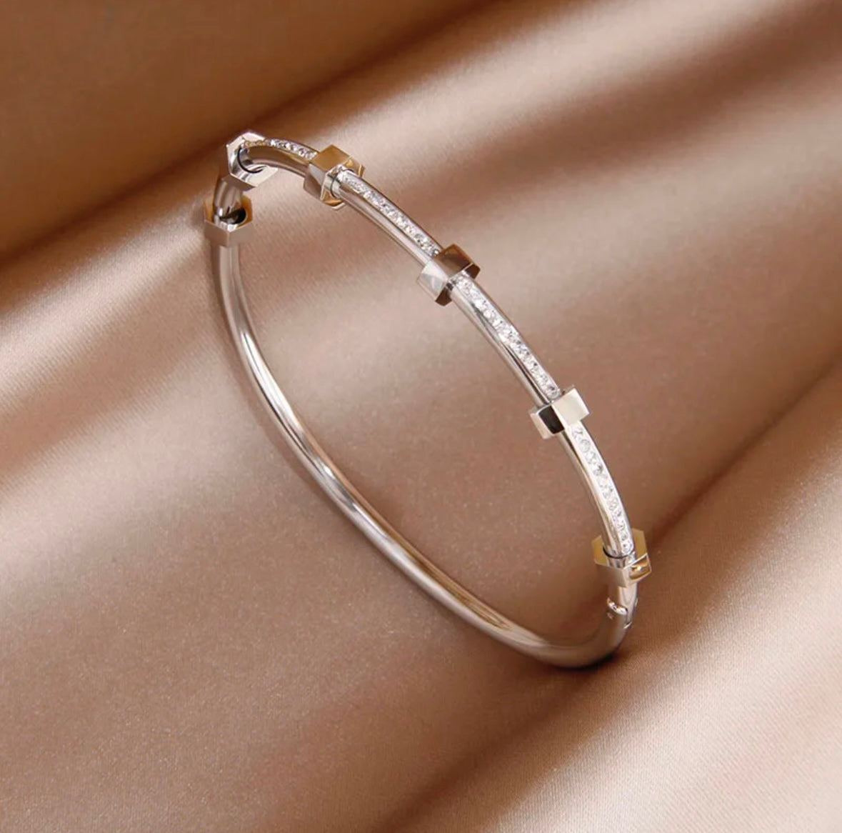 Jewelled Bangle in Silver or Gold