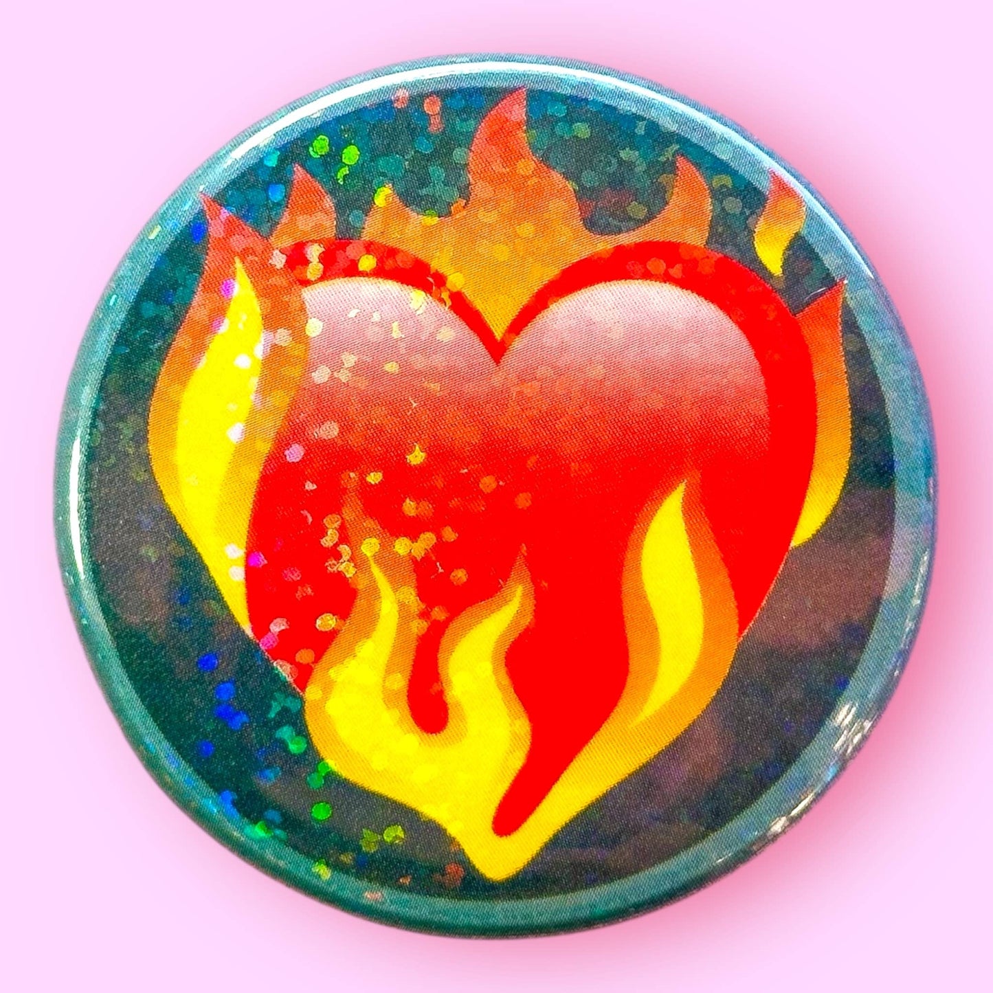 Flaming Heart - Taylor Swift - Glitter Button or Magnet